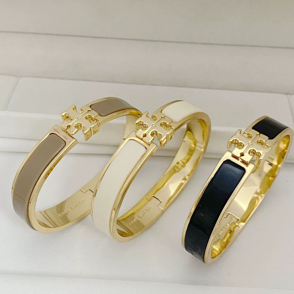 Tory Burch Trendy Letter Inlay Cuff Bracelet